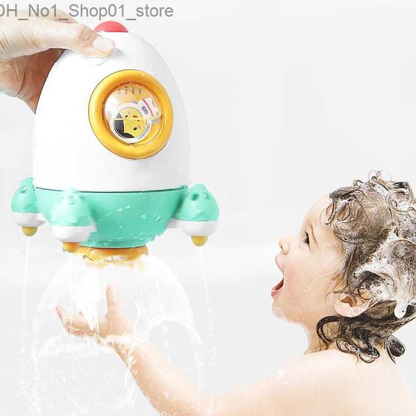 Jouets de bain Les jouets aquatiques pour enfants ont des formes intéressantes Fontaines à fusée rotatives alimentées à l'eau et jouets de douche de bébé Protection des yeux de sécurité Q231212