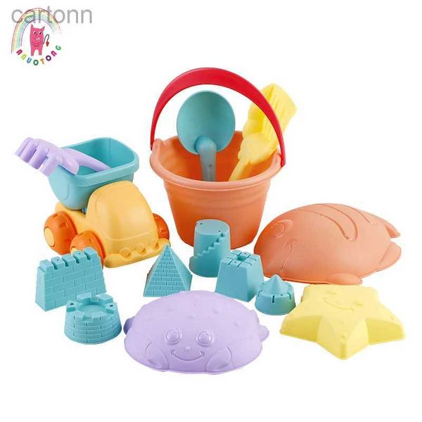 Jouets de bain pour enfants 5-14 Portable Sand Castle Toys Toys Digging Tools Baby Bathing Duckling Playing Snow Play Model Toy Suit 240413