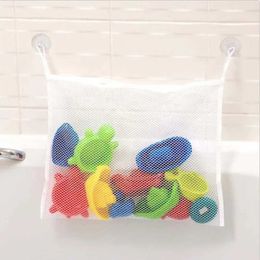 Toys de bain Organisateur de jouets de baby shower pratique avec sous-tassette puissante et sac en filet carré blanc pour produits de douche et stockage de vêtements D240522