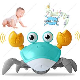 Jouets de bain Jouets pour bébé en forme de crabe rampant avec musique LED allument des jouets musicaux pour les tout-petits, évitent automatiquement les obstacles, jouets interactifs pour enfants 230919