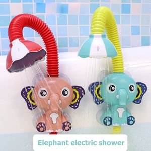 Juguetes de baño Bomba de agua de elefante eléctrica linda con manguera ajustable de 360 grados boquilla de cabeza de ducha de bebé Enjuagador juguete de ducha para niños 230615