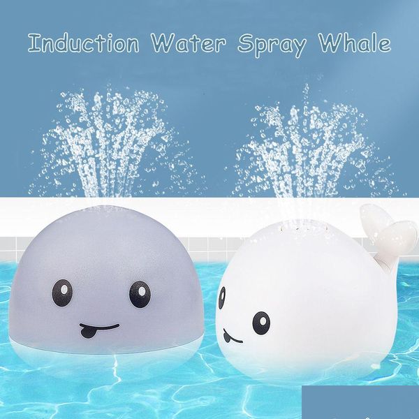 Jouets de bain Baleine de dessin animé électrique Balle clignotante Eau Jouissant Arroseur Bébé Jouet Matic Tout-petits Piscine Drop Livraison Enfants Maternité Sho Dhmeq