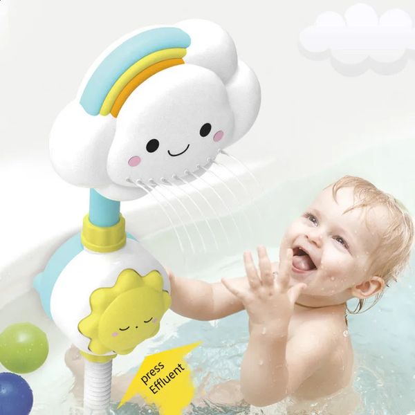 Juguetes de baño para niños, juego de agua para bebés, modelo de nubes, grifo, ducha, juguete de aerosol para niños, rociador de chorros, baño 240131