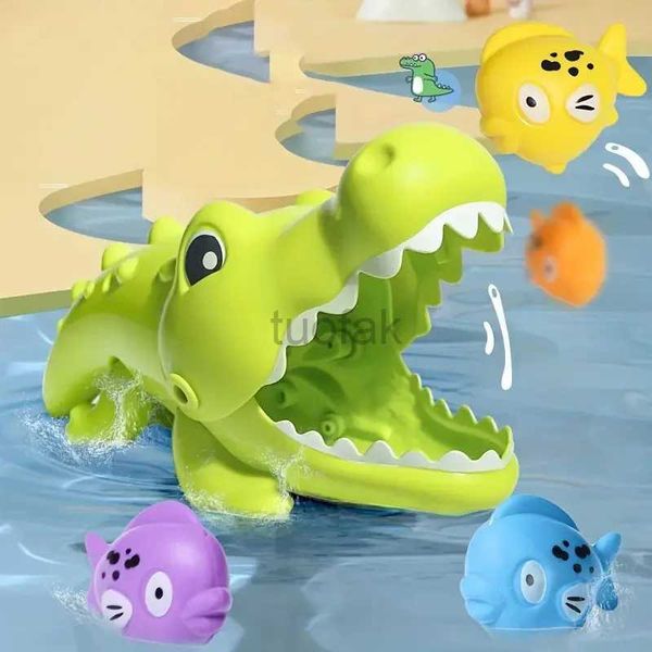 Bath Toys Kids Bathroom Down Toy Crocodile Manger Little Fish Game Puzzle Puzzle jouet de salle de bain pour garçons Girls Birthday Bonds d240507
