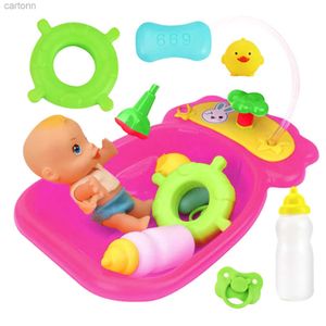 Bath Toys Kids Plastic Bath Tub Pop Pop doet alsof rollenspel speelgoed met doucheaccessoires Baby Girl Bath Doll Kids met speelgoedaccessoires 240413