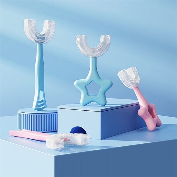 Jouets de bain enfants brosse à dents en forme de U pour enfants 360° nettoyage en profondeur doux Silicone bébé brosse à dents soins bucco-dentaires santé brosse de nettoyage 20220219 H1