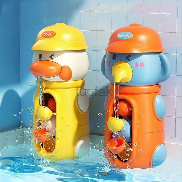 Toys de bain Nouveaux canards mignons / éléphant baby shower toys toys enfants jouent à la spinner avec une tasse de tassement à eau pour la salle de bain pour enfants D240507