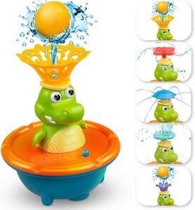 Toys de bain Nouvelle fontaine crocodile bébé toys de bain cinq modes de pulvérisation d'eau pulvérisation éclair éclairage garçons filles et toys de bain pour enfants d240522