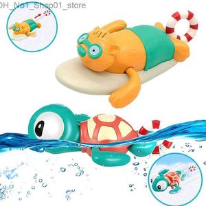 Jouets de bain Pull String bébé jouet de bain Pull Go tortue de mer mignon surf natation castor liquidation horloge baignoire aucune batterie nécessaire pour tout-petit Q231212