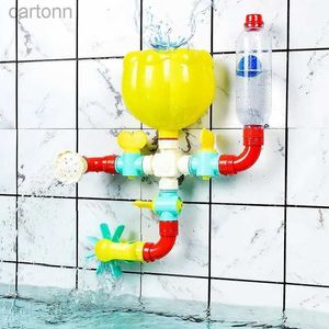 Badspeelgoed QWZ NIEUWE DIY MONTESSORI KINDEREN BATH TOETSEN WATER SPRAY Roterend water Jet Game Bathtub speelgoed voor 1 tot 4 jaar oude babykinderen cadeau 240413