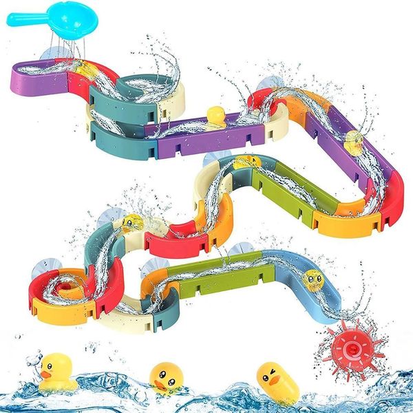 Jouets de bain Rainbow Shower Pipe Slide Baby Shower Toys Ventouse pour enfants Piste Salle de bains Éducation Jeux d'eau Jouets pour enfants Cadeaux 230615