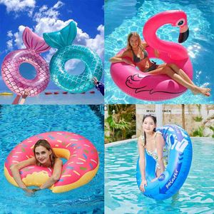 Badspeelgoed ROOXIN zeemeermin opblaasbare zwemmen ring met schouderband zwembad volwassen en kinderen water spel buis mat speelgoed H240308
