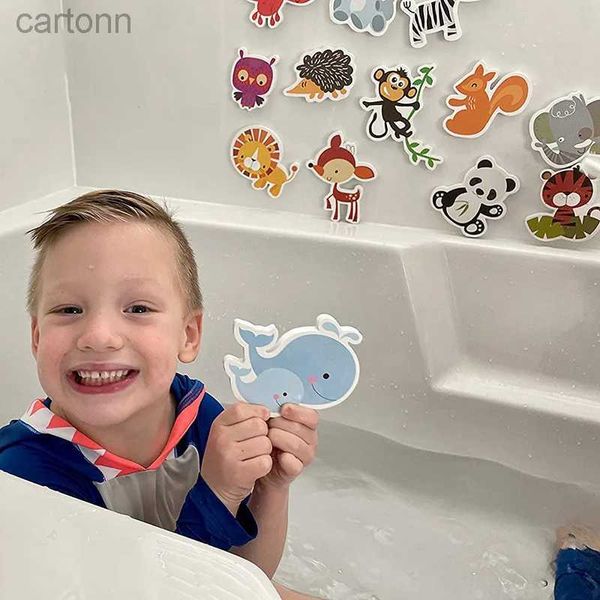 Jouets de bain épaississer eva jouet de salle de bain cognitif cognitif cartoons flottants de baignoire pour la route baby-road puzzle jeu des premiers autocollants d'apprentissage sur baignoire carreaux de salle de bain 240413