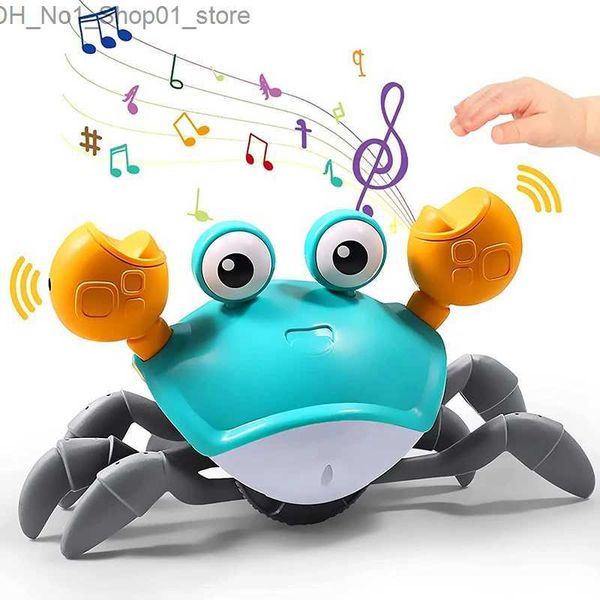 Jouets de bain Jouet pour tout-petits Crabe Jouet électrique Charge Musique lumineuse Détection Crabe rampant Jouets pour bébé Cadeau Crabe lumineux Jouets interactifs pour garçon Q231212