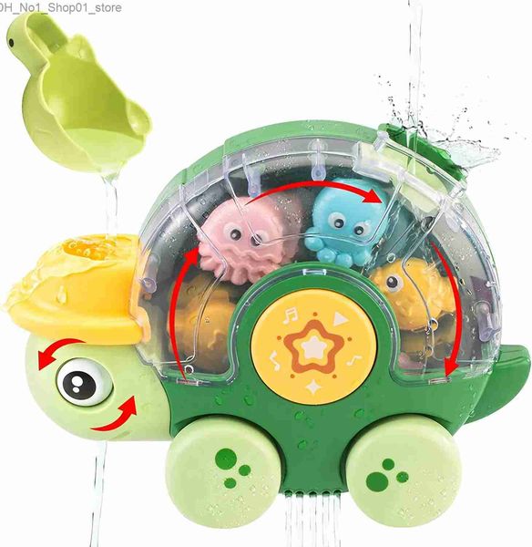 Jouets de bain Jouet de bain de bataille d'eau pour tout-petit tortue jouet de bain pour bébé avec tortue de natation à remonter jouets de baignoire coulissante ventouse puissante Q231212