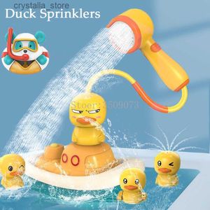 Bad Speelgoed Gele Eend Douche Speelgoed Elektrische Roterende Waternevel Sprinkler Speelgoed Baby Kraan Baden Waternevel Douchekop L230518