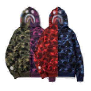 Bathing Ape New Camo Spliced Shark Thin Sweater Hombres y mujeres Casual con capucha Abrigo suelto Bathing Ape Chaqueta con capucha