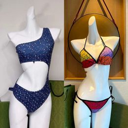 badpak bikini ontwerper zwempak badmode bedrukte das mesh jurk bikini sexy driedelige set sexy geplooide driehoek vintage bedrukt bloemen zwempak r1