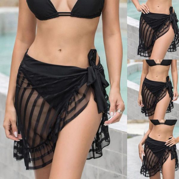 Couptions de maillot de bain pour les femmes enveloppement transparent la jupe sans bikini de plage de robe filles