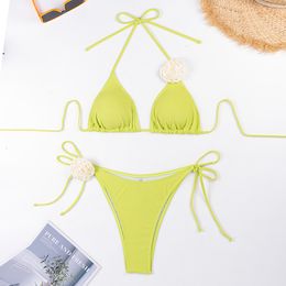 badpakken ontwerper Maillot de Bain Triangle Bikini Bikini Set polyester vaste lage taille stranddruk Scrunch Halter low-back sexy vrouwen zwempak Traje de Bano