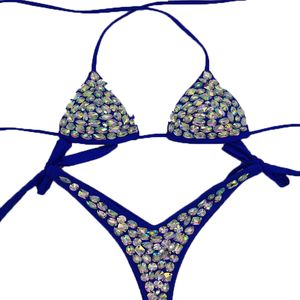Maisses de bain pour femmes de maillot de bain Bikini Bikini Set Nylon Diamond Bikini Low Waist Beach Crystal Scrunch Halter Fie-côté designer Cuisse de bain