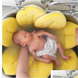 Bañera de baño asientos 0-3 años Juega estera de almohada recién nacido bañera bañera bañera plegable floración girasol baño asiento cojín otgoo