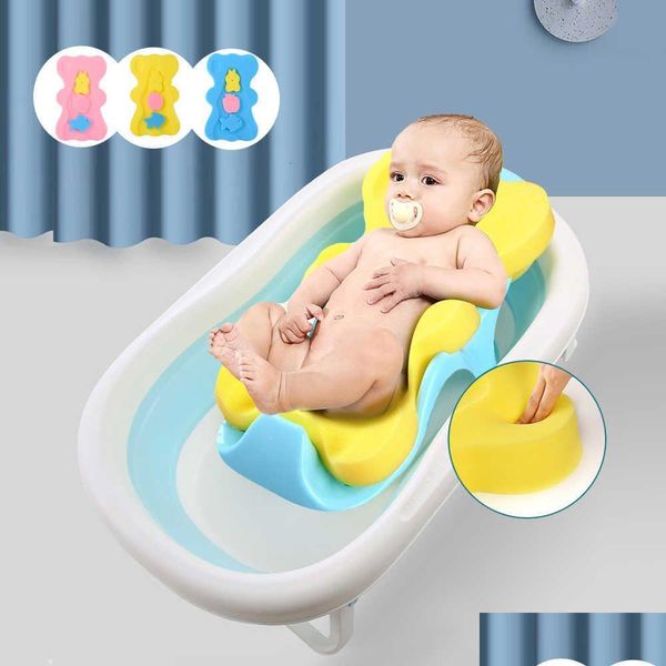 Bañeras de baño Asientos Baby Shower Bañera Bañera Pad Lnfant Baños Titular Antideslizante Esponja Cojín Recién Nacido Seguridad Seguridad Bañera Asiento Soporte N Dhtys