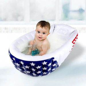 Baignoires Sièges né Bébé Siège De Bain Bleu Forme De Dessin Animé Pliable Portable Voyage Gonflable Bébés Baignoires Pour Donner Des Produits De Bain 230923