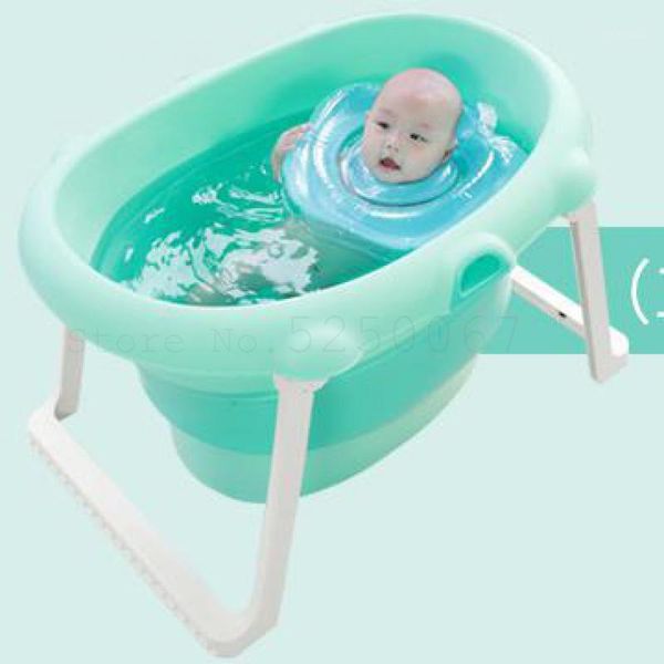 Tinas de baño Asientos Bañera plegable para niños Puede sentarse y acostarse Natación para bebés Trompeta para el hogar Tremble