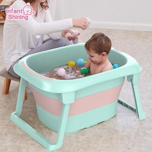 Infant Folding Bath Tub, Height 44cm, Non-Slip, Easy Storage, Widened Bucket, for Children Aged 0-10 Years