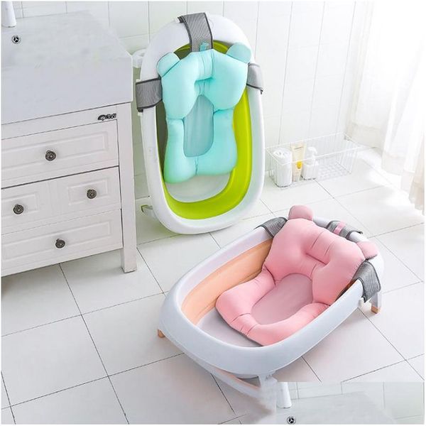 Bañeras de baño Asientos Portátil Bebé Bañera Estera Recién nacido Antideslizante Ducha Cojín Cama Infantil Asiento suave Almohadilla Altura ajustable Juego Agua Su Dhlti