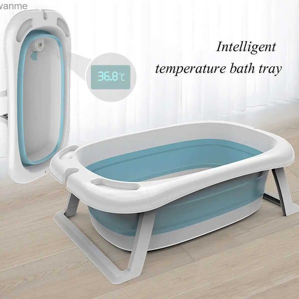 Baignoires sièges bassin de douche portable avec thermomètre intelligent Bathtub de douche de bébé pliable adapté aux enfants Sécurité des enfants Pet Pet Dog Bathtub Bucket WX