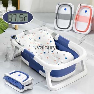 Badkuipen Zitjes Real-time temperatuur Siliconen Baby Een bad nemen Bad Antislip Voetemmer Opvouwbare badkamer met Sensingvaiduryb