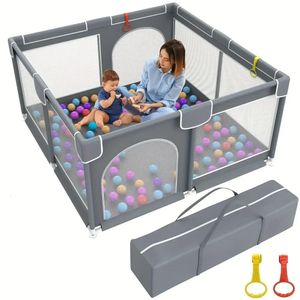 Sièges de baignoire Cour de jeu sécurisée pour bébés tout-petits Grand parc avec base antidérapante Maille douce et respirante Normes de sécurité robustes 231211