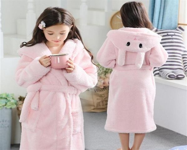 Peignoir pour filles 213Y, peignoir en flanelle à capuche, en éponge, lapin rose, pour bébé, avec capuche, pour enfants, hiver, russie, 210224902855