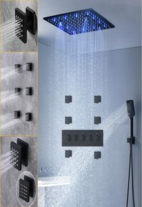 Salle de bain 20 pouces de massage noir Panneau de douche LED Panne de douche de tête