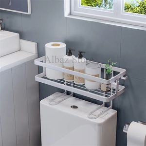 Salle de bain au-dessus des toilettes, étagère murale suspendue multifonctionnelle, étagère de rangement de vanité sans poinçon 211112