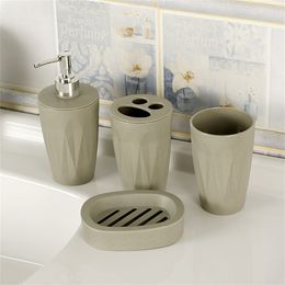 Badkameraccessoires Set van 4 strozeep Dereep Disher Dispenser Toilet Tandborstel Holder Cup Set Handige badkamer Huishoudelijke merchandises