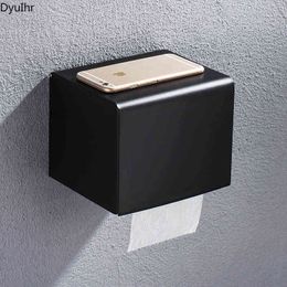 Badkamer Accessoires Rvs Vierkant Zwart Wandmontage Toilet Weefsel Houder Badkamer Waterdichte Papier Houder Tissue Box 220117