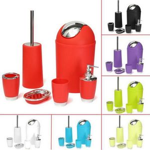 Badkamer Accessoire Bin Soap Dish Dispenser Tuimelaar Tandenborstelhouder Set Badkamer Wassen Bad Set Opslag 6pcs / Set