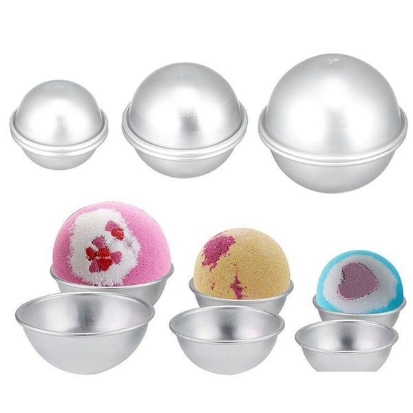 Conjuntos de accesorios de baño Moldes de bomba de baño de aleación redonda Diy Pudding Pudding Vela Herramienta Salt Bola de sales Crafting Regalos SE Dhqfl