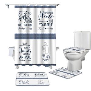 Ensemble de rideaux de douche avec texte amusant pour salle de bains et toilettes