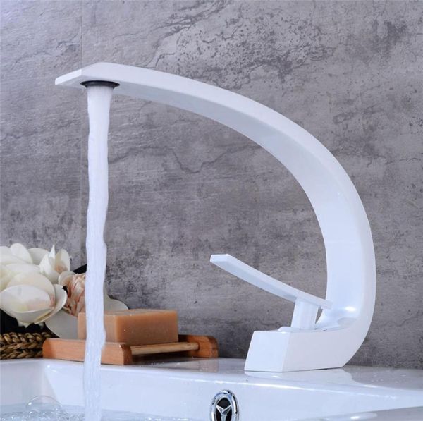 Salle de bain Faucet White Bakingblack Huile en laiton massif Unique Design Sinker Tap et Cold Waterfall Basin Faucet9922092