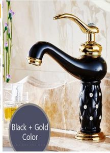 Grifo dorado para lavabo de baño, grifo de latón con cuerpo de cristal de diamante, nueva manija única de lujo y grifo frío 5100661