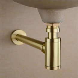 Badkamer Wastafel Gootsteen Kraan Fles Sifon Afvoerkit Afval TRAP Pop Afvoer Ontgeuringseffect Geborsteld Goud Zwart Brons Chrome279B