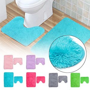 Bathroom Bath Mat Set Toilet Rugs Polyester Anti Slip Shower Carpets Set Home Toilet Pedestal Rug Shower Room Rug Floor Mats