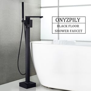 Salle de bain baignoire robinet debout debout chrome baignoire douche robinet 360 rotation bec pivotant avec douche de mixeur à main souple douche