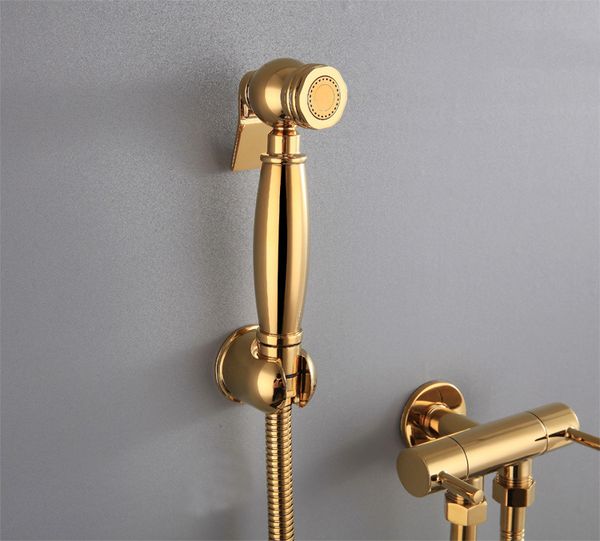 Salle de bain bidet pulvérisateur Bidet Robinets Toilet Spray Spray Brass Bidet Set Toilette Bidet Spapitre Auto-nettoyage Douche d'or