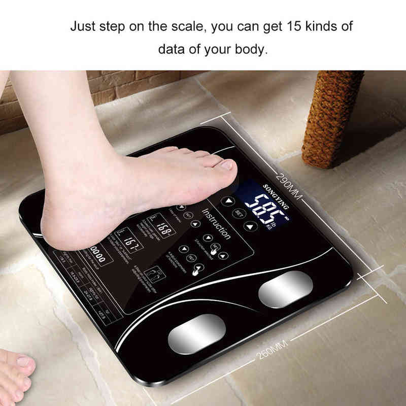 Body Body Fat Balança BMI Escalas Smart Electronic Scales escalas de banho LED Digital Houseing Balanças Balanças H1229