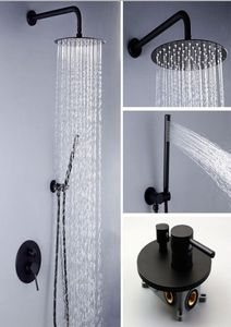 Accessoires de douche dissimulés pour salle de bains, ensemble de mélangeur froid, robinet de douche mélangeur, ensemble de pomme de douche de pluie et de douche à main, couleur noire 3882368